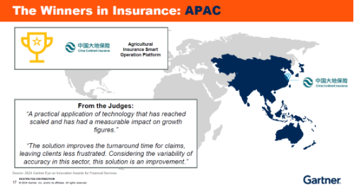 中國大地保險榮獲“Gartner2024金融服務創(chuàng)新獎”亞太區(qū)冠軍 (1)